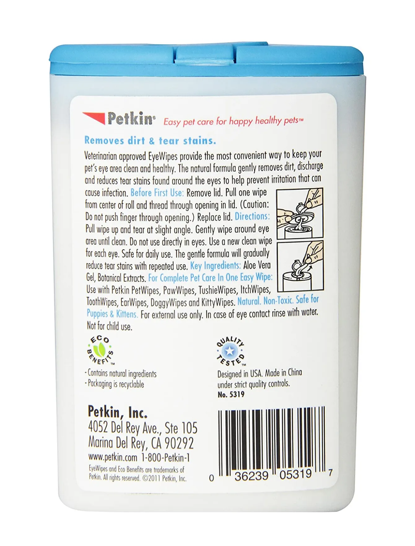 10% OFF: Petkin Tear Stain Eye Wipes For Cats & Dogs 30cts