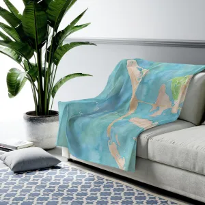 Anna Maria Island Watercolor Map Velveteen Plush Blanket