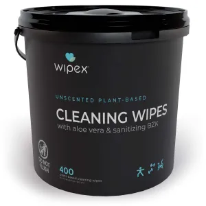 Antibacterial Bulk Gym Wipes Portable Dispensing Bucket 400ct | Skin-Safe 98.9% Natural Formula | Plant-Based Materials