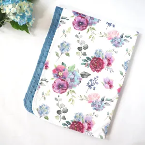 Baby & Toddler Minky Blanket - Blue Floral