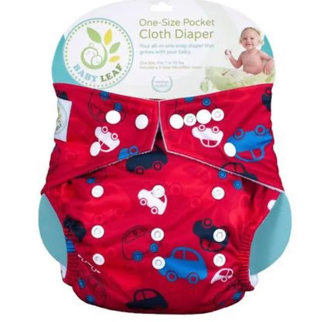 Baby Leaf Cars on Wheels One-Size Cloth Diapers