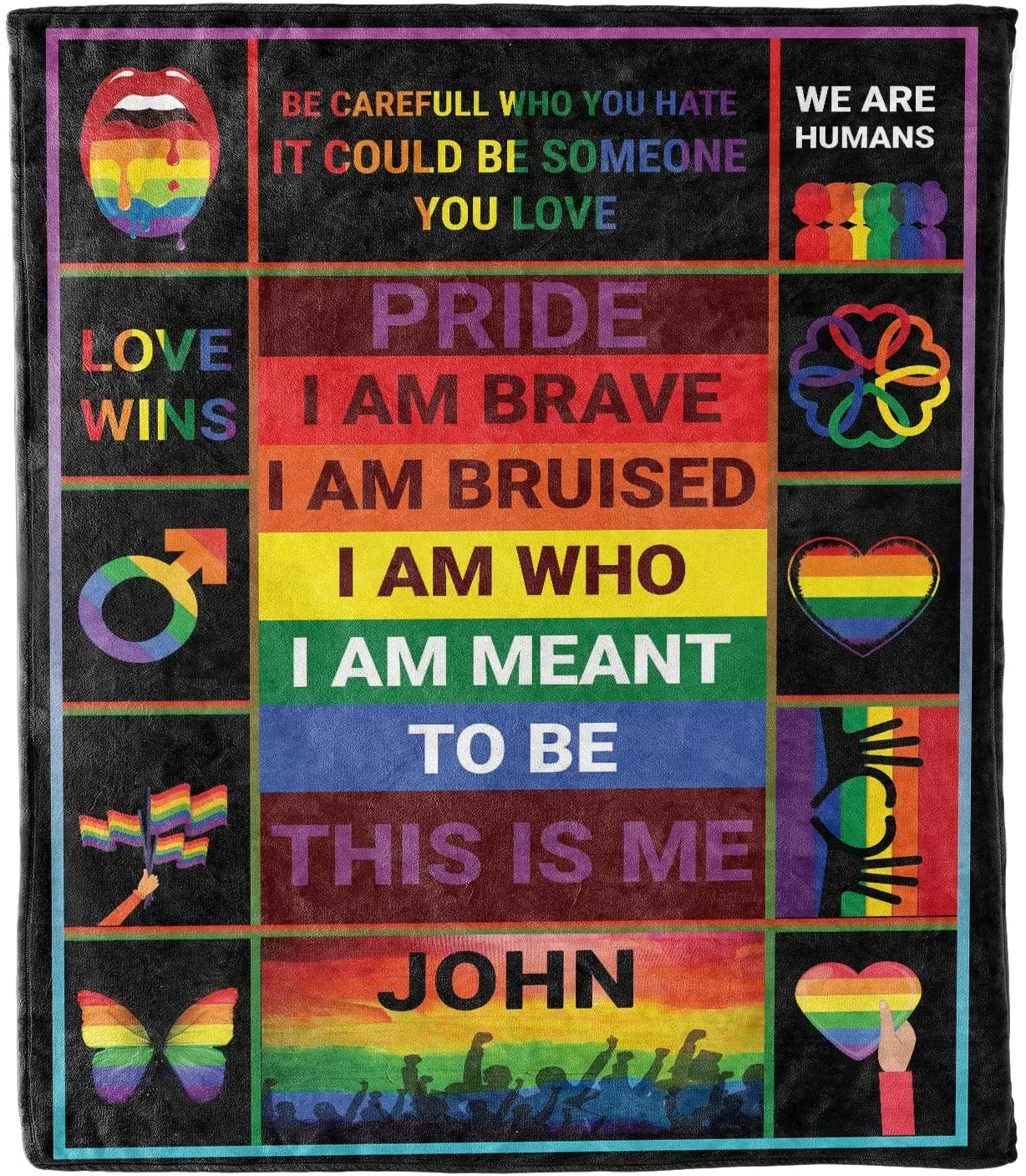 Customized Pride Blanket With Name, Love Wins Blankets For Lesbian, Gay Man Blanket