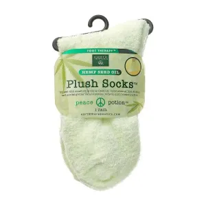 Earth Therapeutics Hemp Seed Oil Aloe Plush Socks Light Green 1 Pair