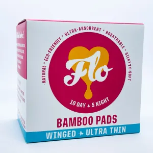 Here We Flo Flo - Bamboo Pads - Winged Ultra Thin (15 pack)