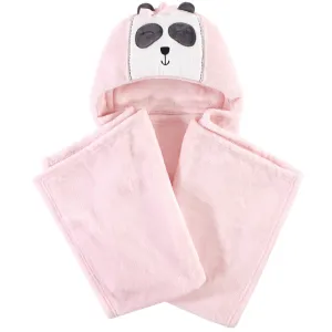 Hudson Baby Hooded Animal Face Plush Blanket, Miss Panda