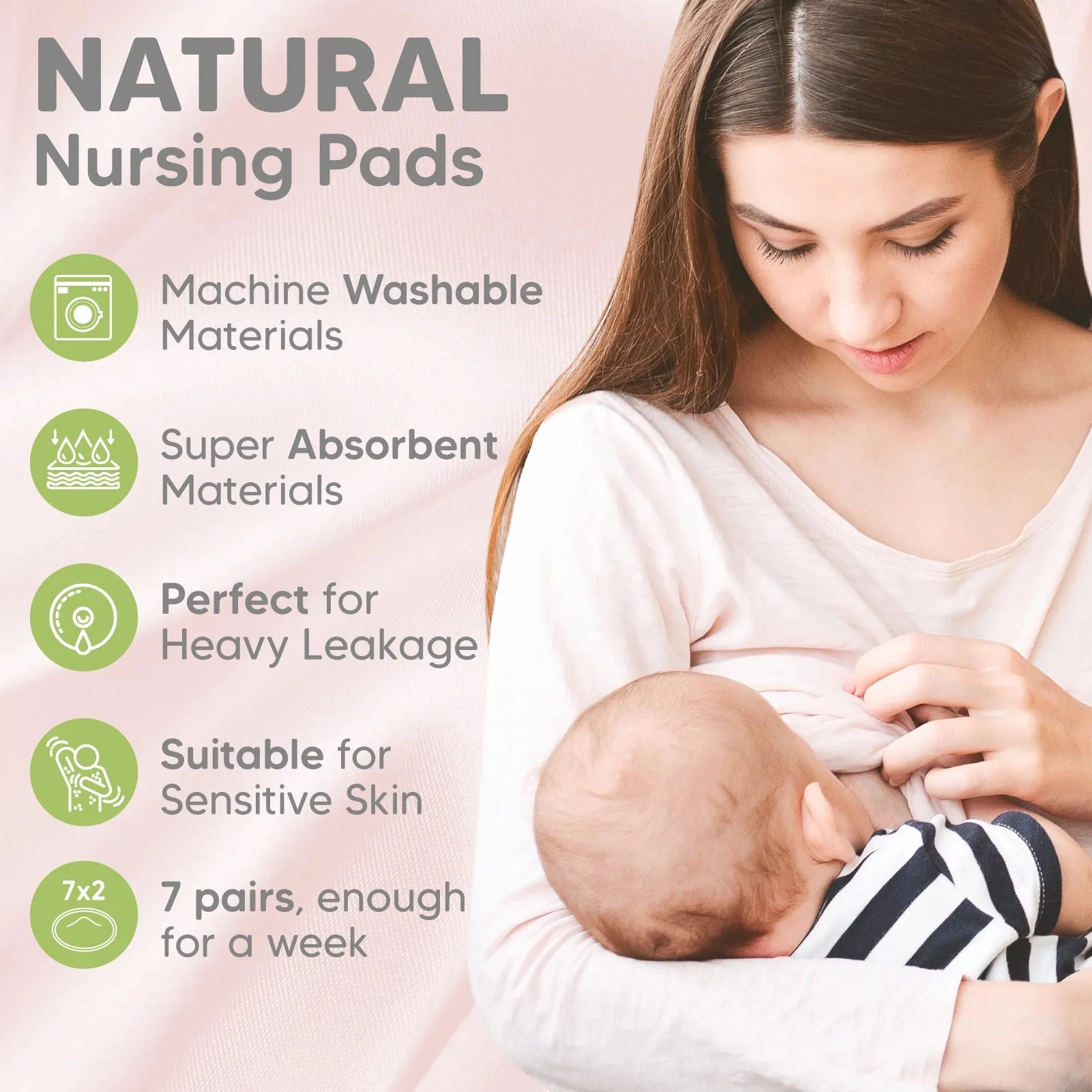 KeaBabies Comfy Organic Nursing Pads (Pastel, Large 4.8")