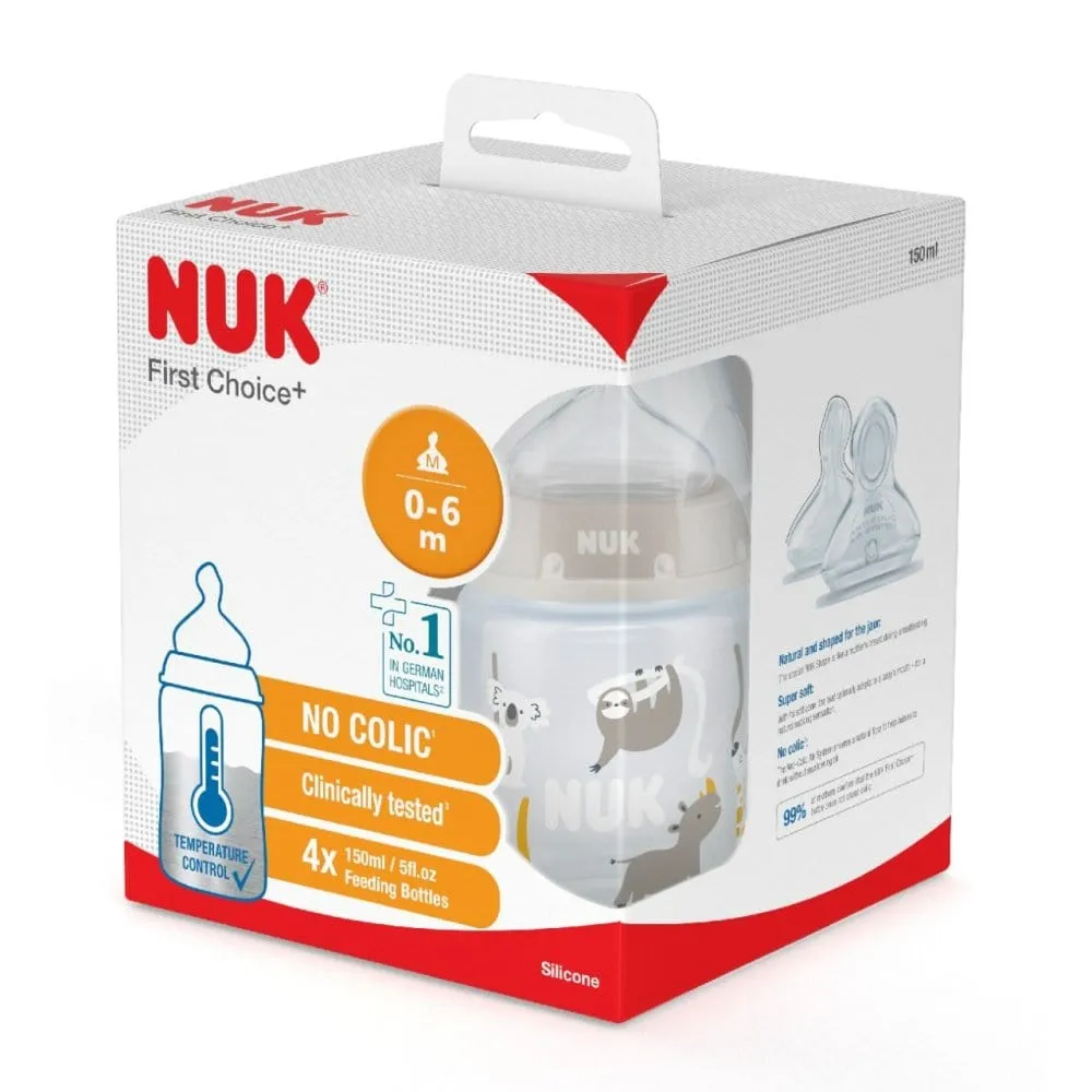 NUK First Choice  Temperature Control Silicone Bottles 150ml (x4) 0-6m