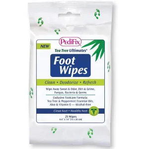 PediFix Tea Tree Antifungal Cleansing Foot Wipes 25 Count