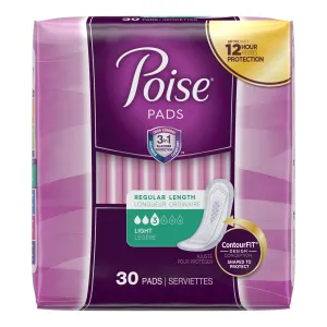 Poise Bladder Control Pads, Light Absorbency, Regular Length