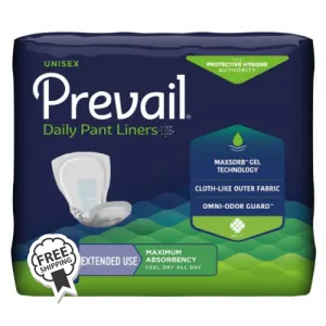 Prevail Daily Overnight Pant Liners, Super Absorbent 96/CASE