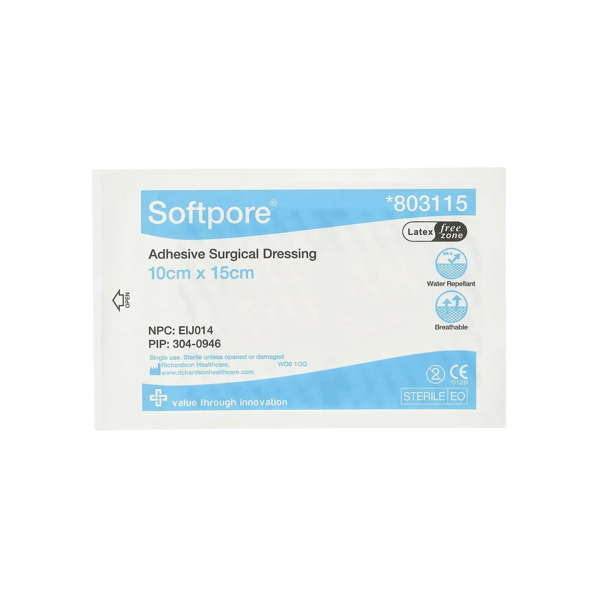 Softpore Adhesive Dressing 10cm x 15cm 10 Dressing