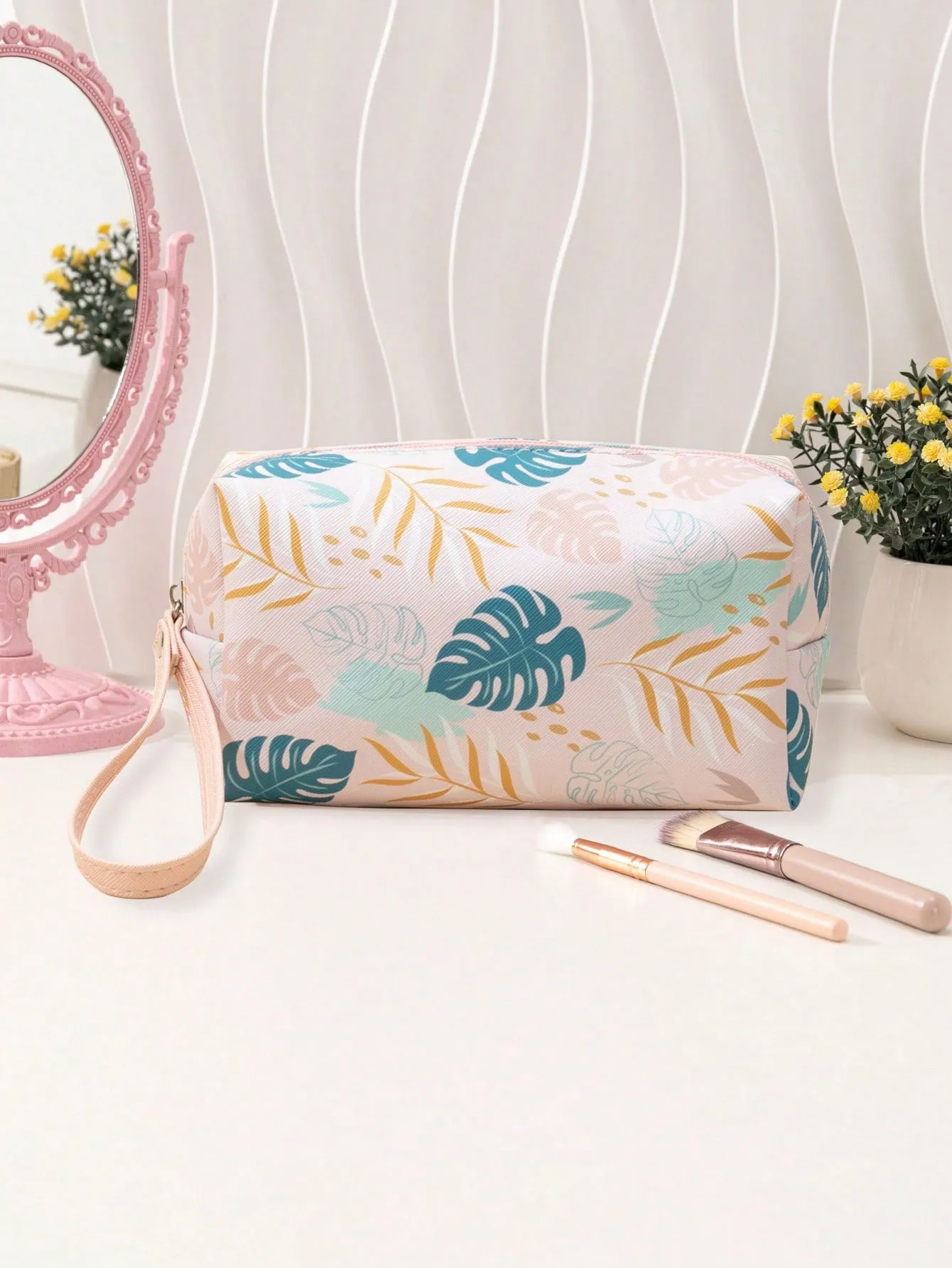 Tropical Plant Makeup Bag Cosmetic Organizer Toiletries Bag Makeup Organizer Zip