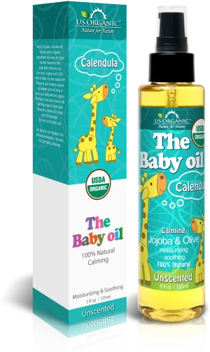 US Organic, The Baby Oil, Unscented, with Calendula, Jojoba, Olive Oil, and Vitamin E, USDA Certified Organic, 5 oz