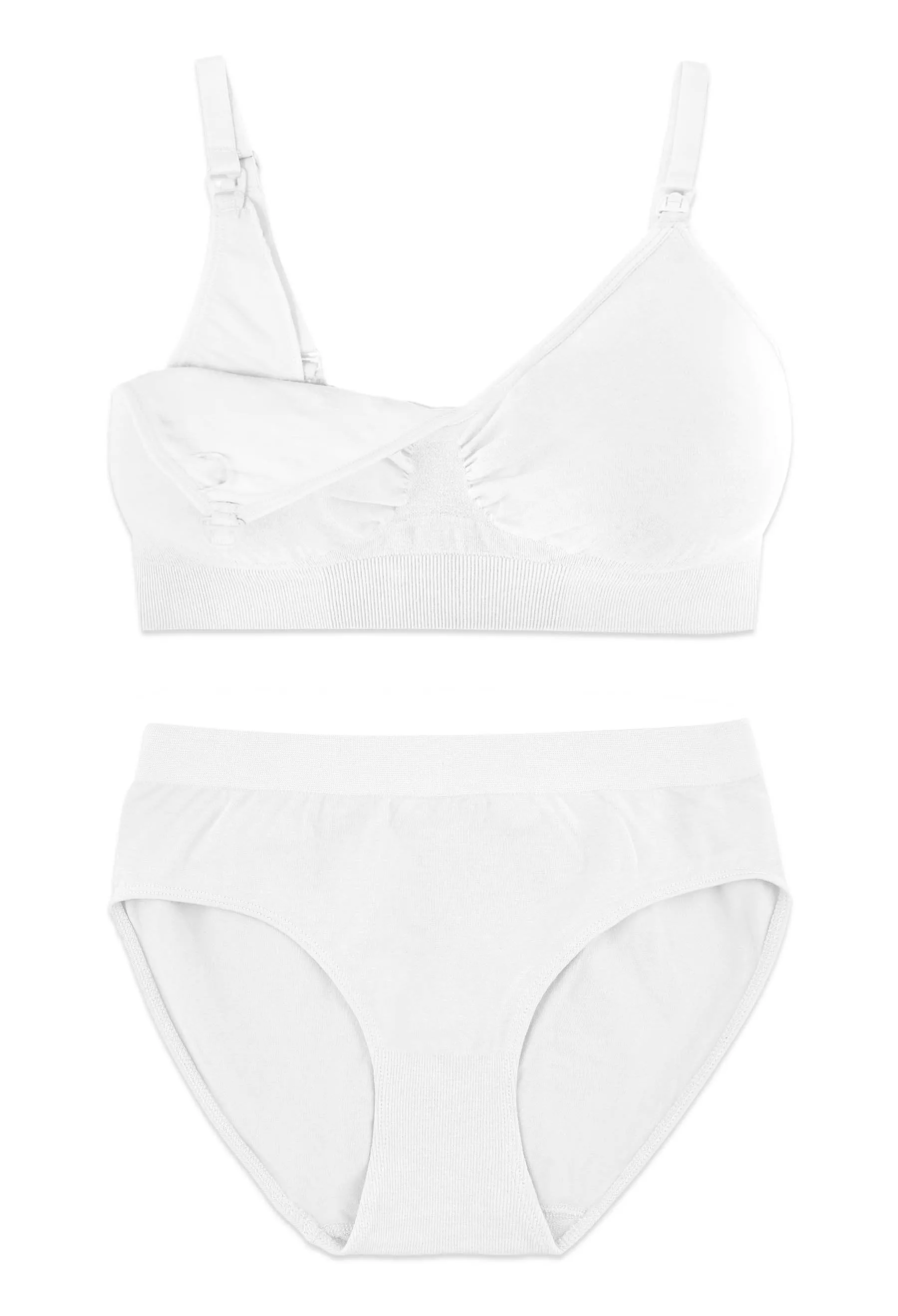 White Bamboo Nursing Bra   High Cut Undies Set