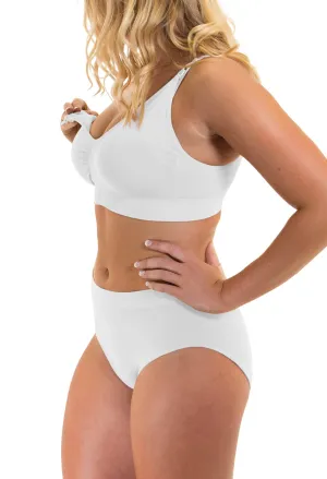 White Bamboo Nursing Bra   High Cut Undies Set