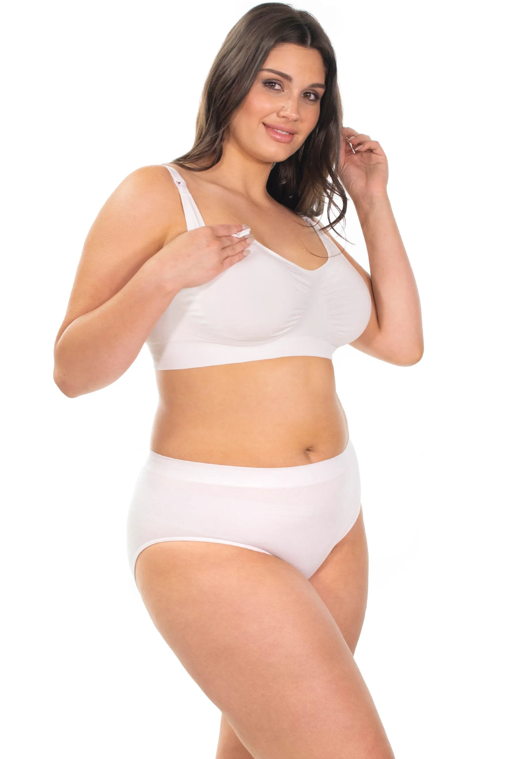 White Bamboo Nursing Bra   High Cut Undies Set